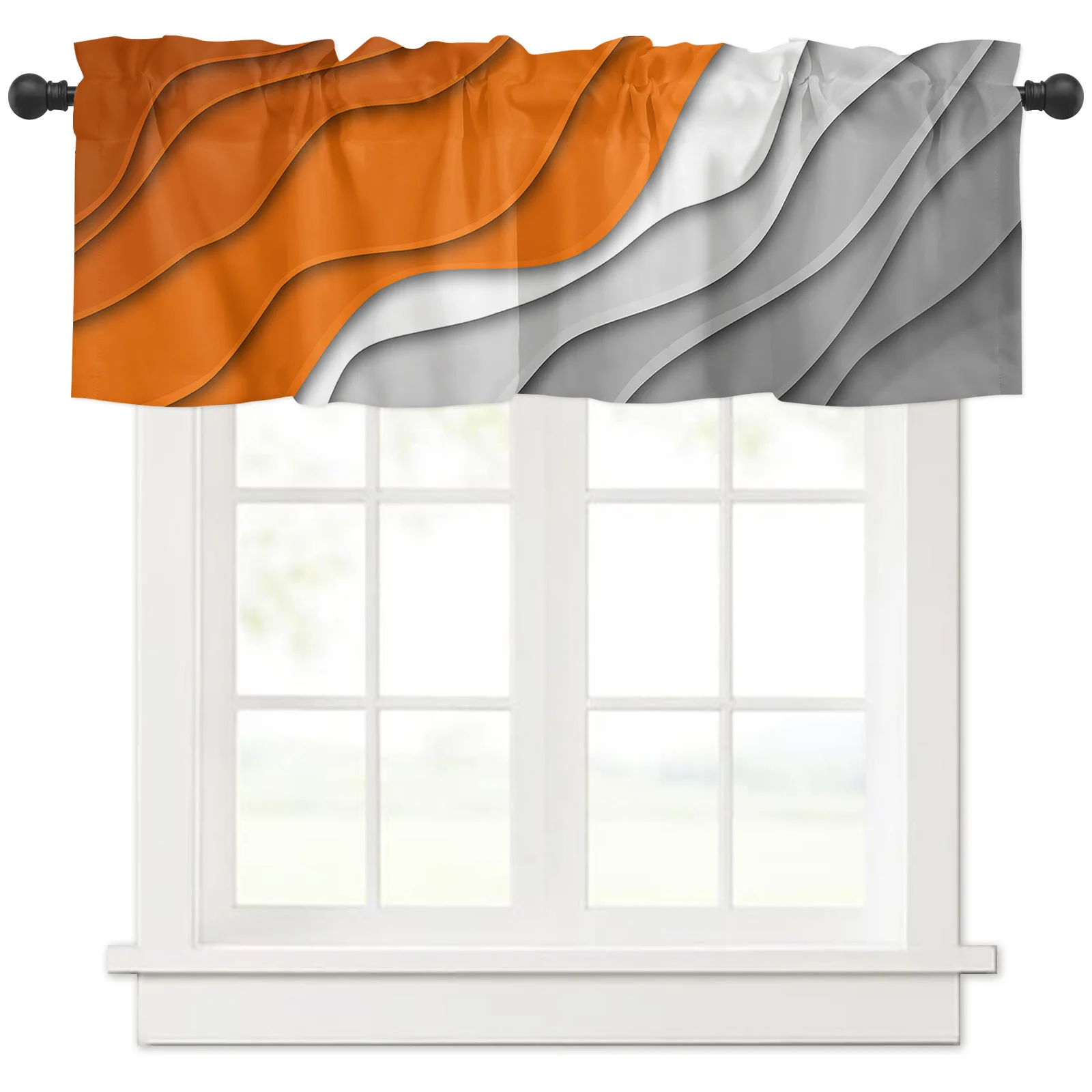 ZEDLIYU Valances for Windows Kitchen Living Room Small Window Valance Ombre Orange Modern Geometric 1 Panel, 54 x 18 Inch