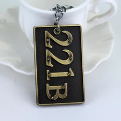 Movie Sherlock Metal Keychain Sherlock House Number 221B Nameplate Pendant Key Chain for Women Men Keyring  Jewelry