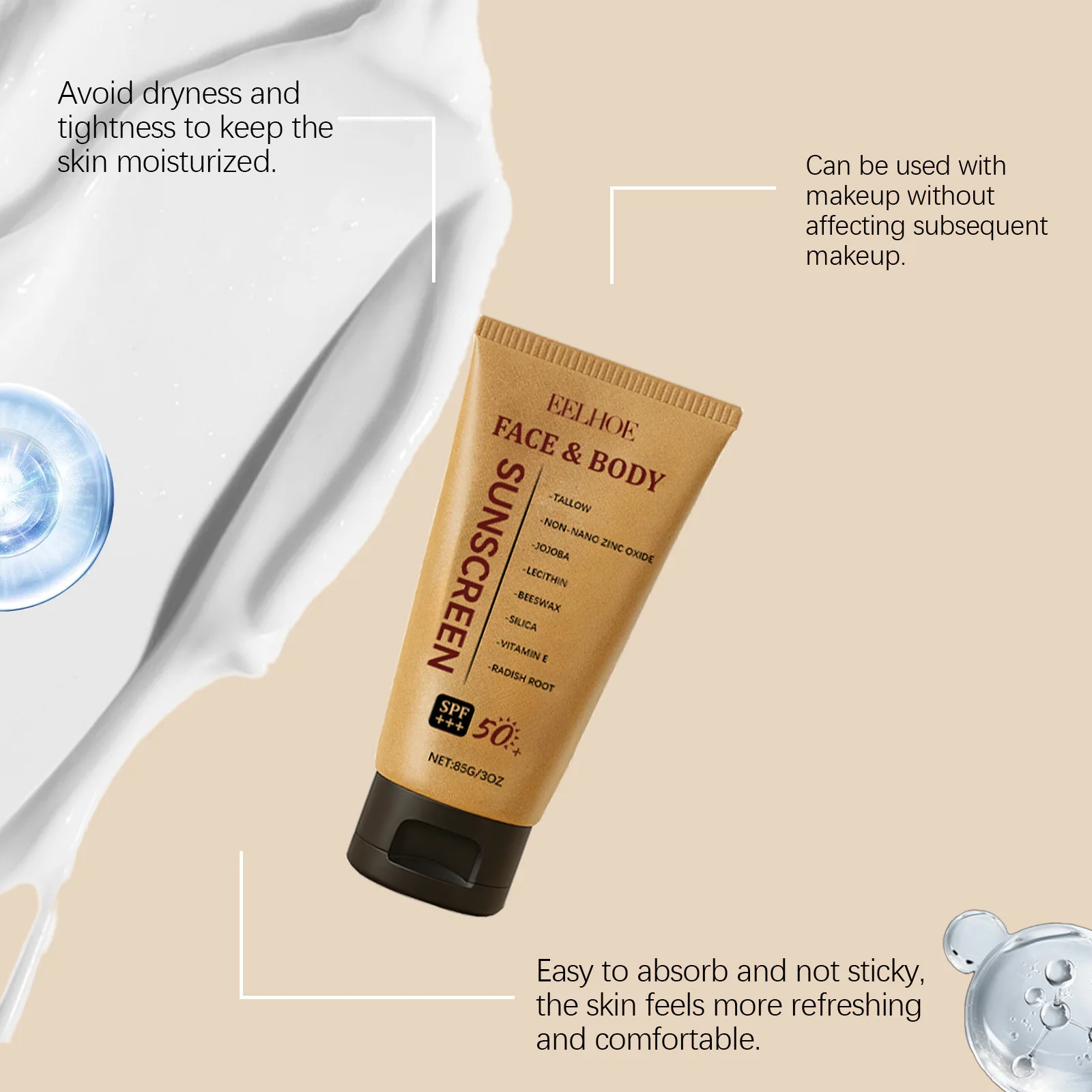 Eelhoe Tallow Body Repairing Sunscreen Oil Control Lasting Waterproof Full Coverage Keep Refresh For Oily Skin Sunscreen Lotions