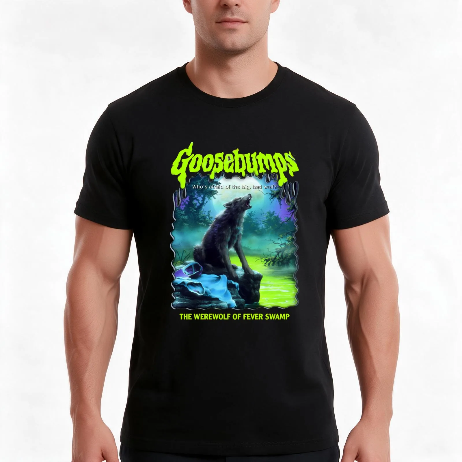 R.L. Stine Goosebumps Nightmare Halloween Werewolf Fever Swamp T-Shirt, Summer Casual Cotton Tee, Oversized Streetwear Tops