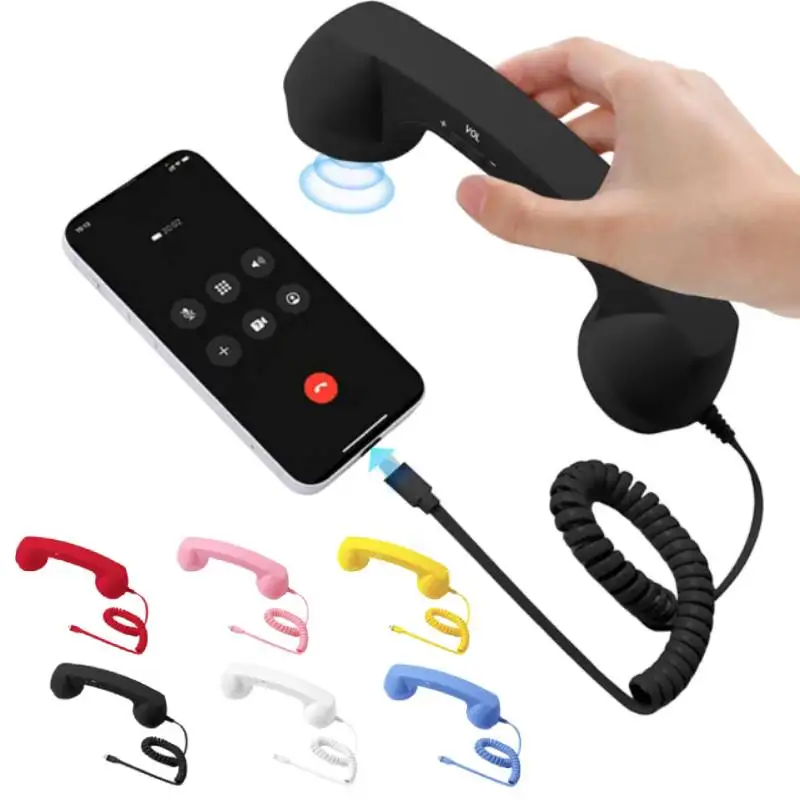 

Retro Phone Handset w/ Type-C Plug as a Classic Vintage Telephone Receiver Wire Radiation-Proof Handset Receivers for Cell Phone