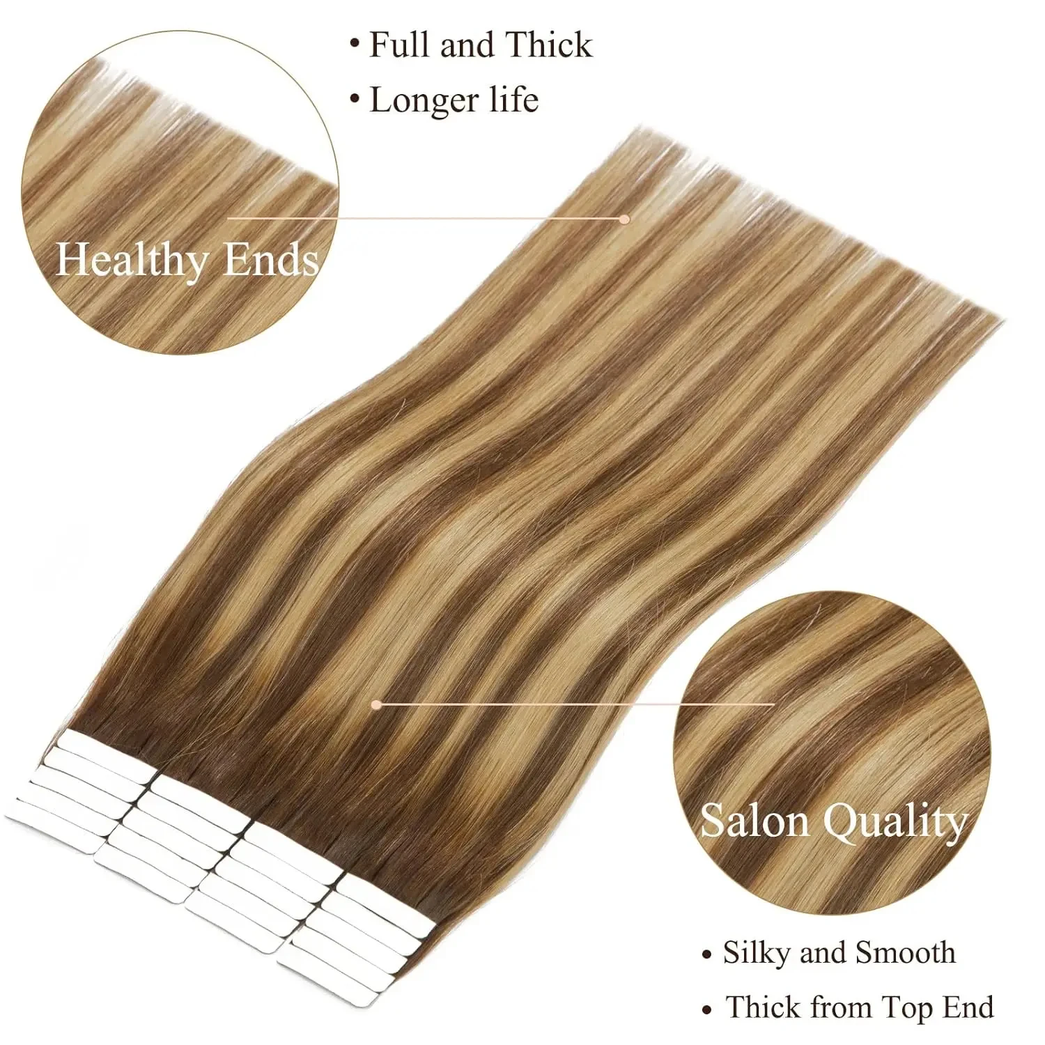 Tape in Hair Extensions Human Hair #4/27 Chestnut Brown Mixed Dark Brown Hair Invisible Silky Straight Double Sided Tape In