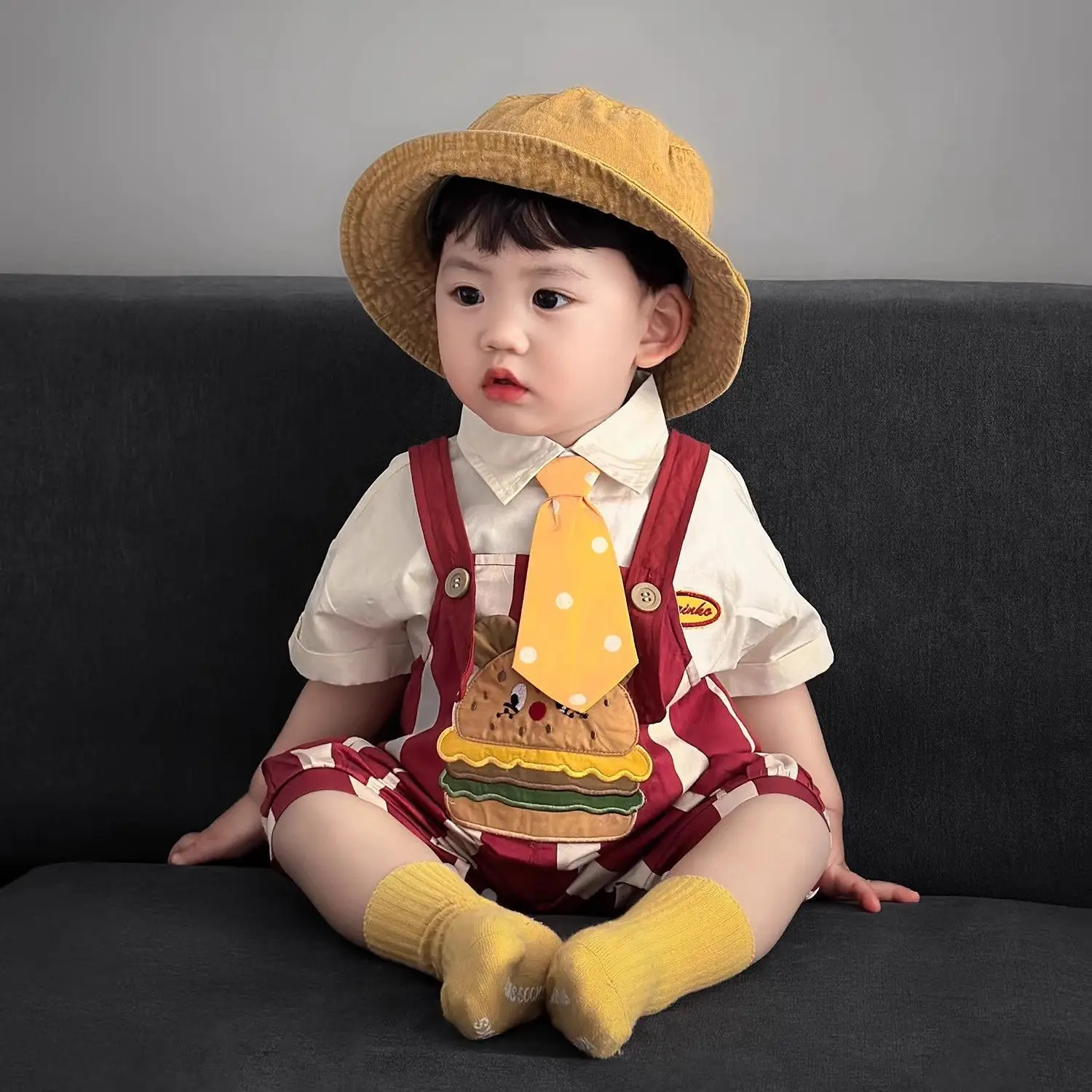 

Summer Toddler Boys Girls Clothes Baby Girls Onesies Romper Boys Kids Cute Cartoon Outfits + Tshirts+ Tie Suits Overalls Pants