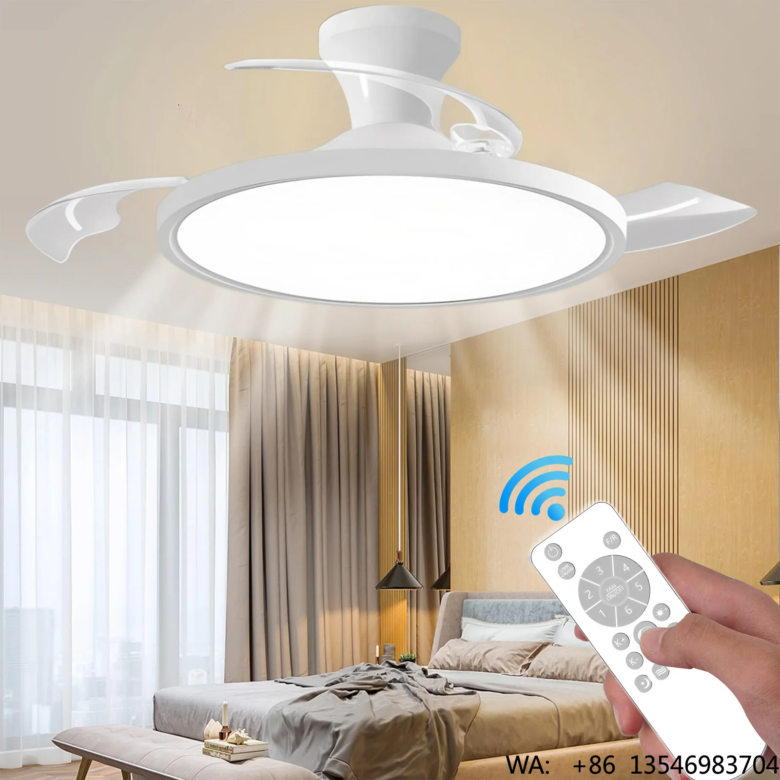 High Quality 42inch Ultra Slim Metal Ceiling Fan Light 66W DC Motor Household 6 Blades Remote Control Energy Efficient Class a