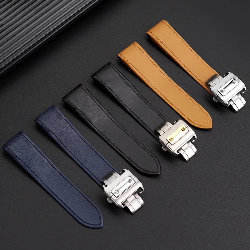 

20mm 23m For Cartier Santos 100 Men Women High Quality SANTOS Cowhide Straps Folding Buckle Genuine Leather Watchband Watch Band