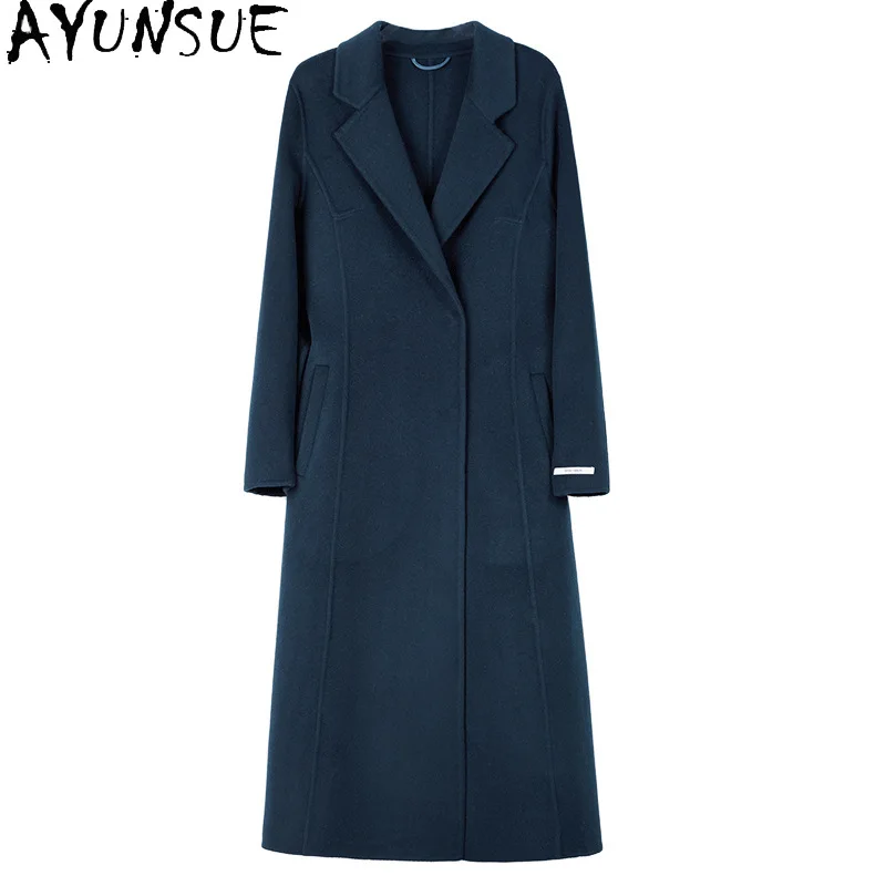 

AYUNSUE 10.1% Cashmere 89.9% Wool Coat Women 2025 Winter Clothes Elegant Jackets for Woman Lace-up Double-sided Woolen Coats