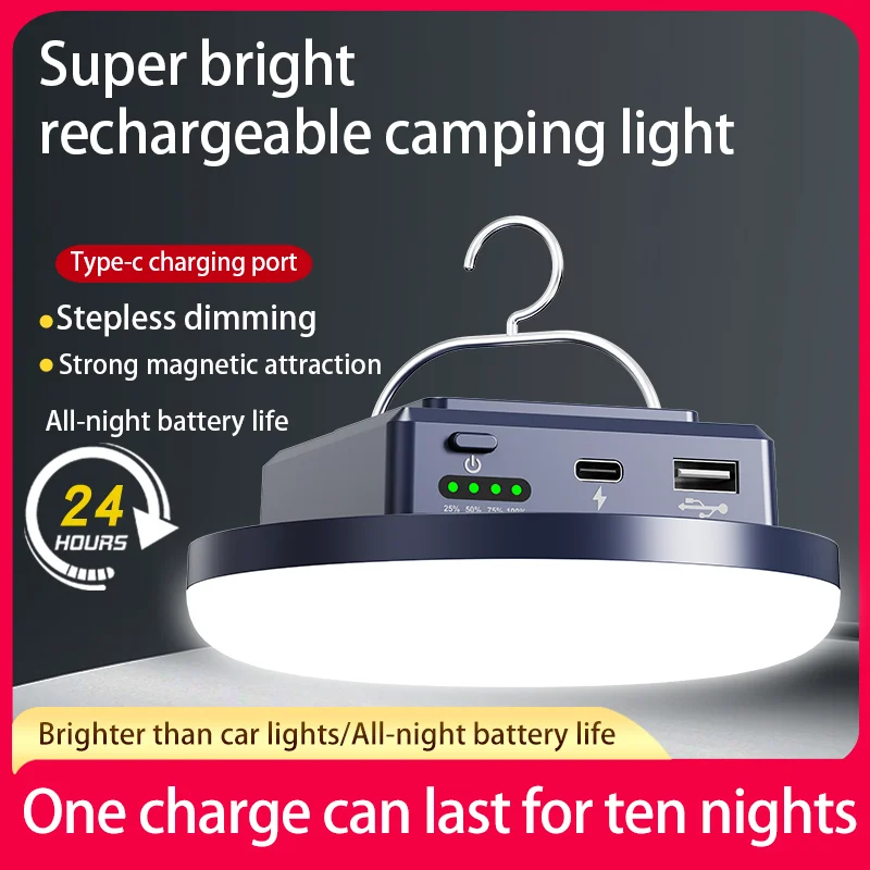 التخييم ضوء LED فانوس المحمولة 4 طرق الإضاءة معلقة قابلة للشحن في الهواء الطلق خيمة ضوء الطوارئ التخييم مع المغناطيس