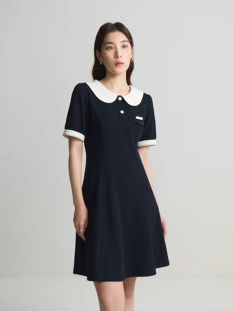 DUSHU Commuter Classic Versatile Polo Collar HIgh Waist Slim Dress For Women 2024 Summer New Design Streetwear Dress 24DS82271