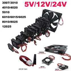 4010 12025 8010 30mm dc 5V 12V 24V Cooling Fan Brushless Motor Case Quiet 40MM 50MM 60MM  80MM  120MM for 3D print 2PIN J17