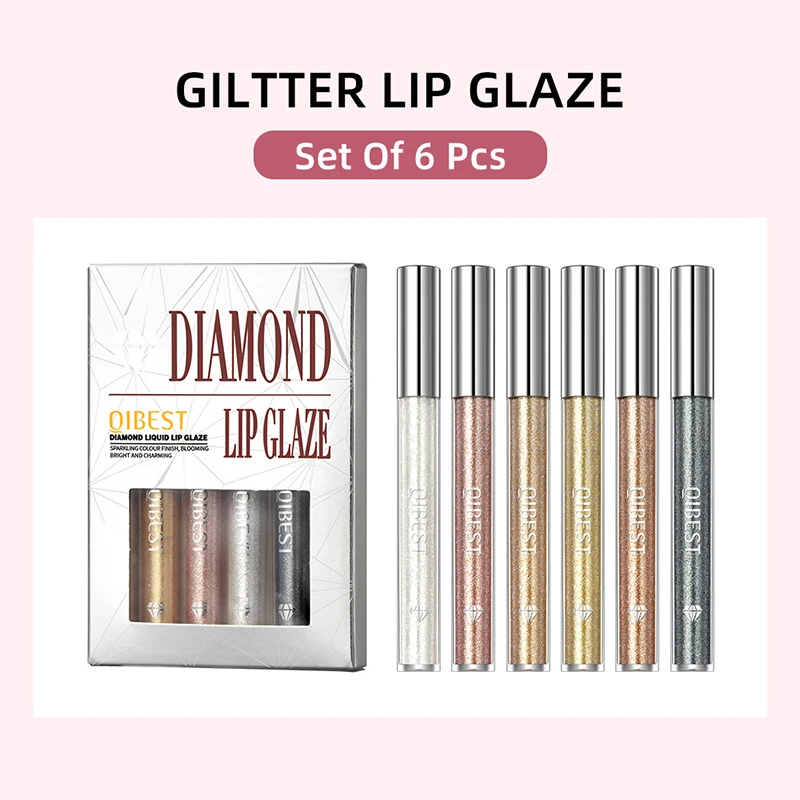 6 pezzi/set, set regalo con smalto per labbra e ombretto liquido, lunga durata, facile da applicare, finitura glitterato perlato luccicante, doppio scopo