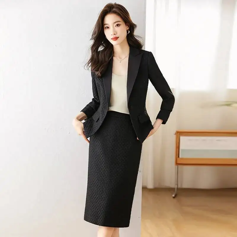 

High Quality Fabric Formal Business Blazers OL Style Professional Office Work Wear with Blazer Coat and Skirt Career Outfits