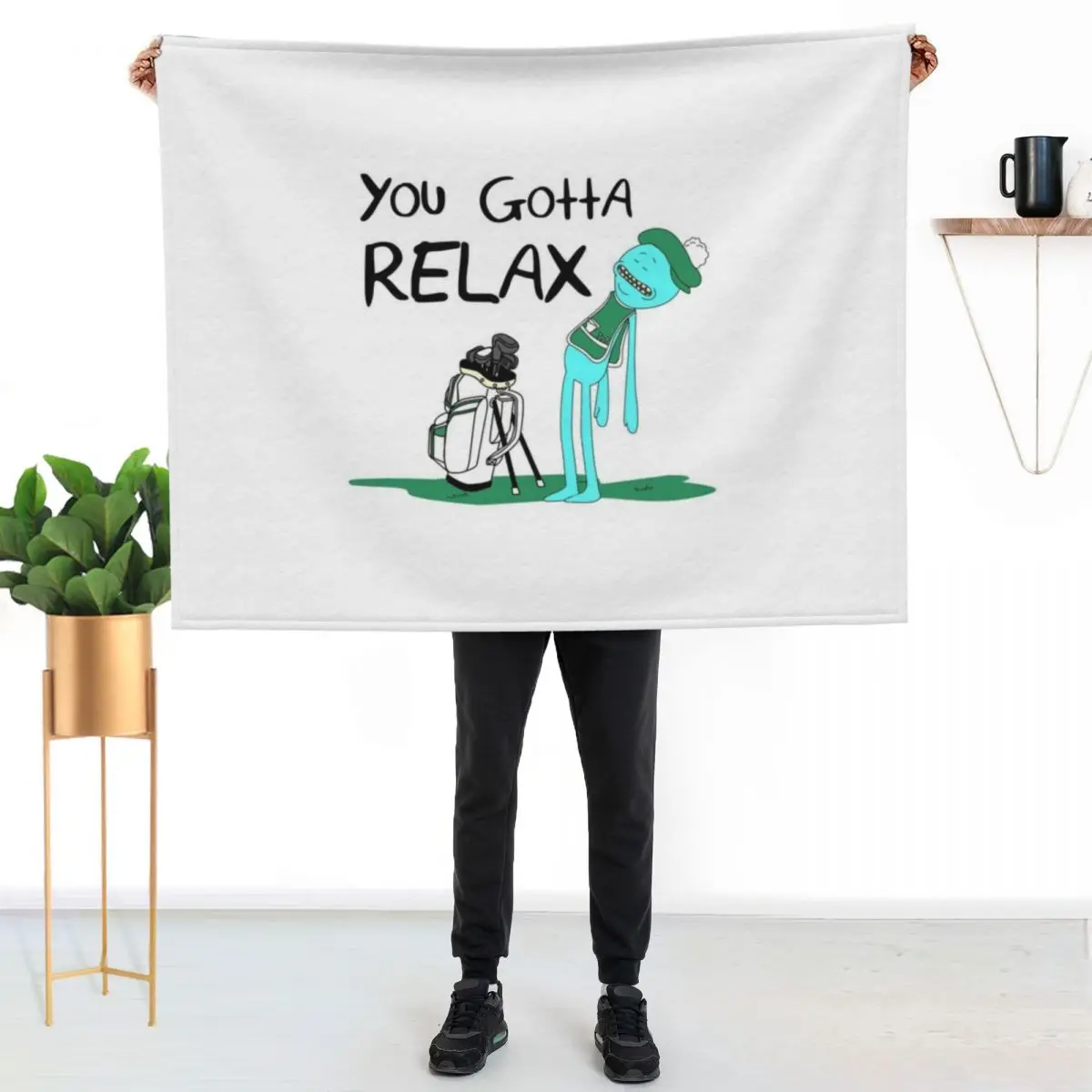 

Mr. Meeseeks Quote T-shirt - You Gotta Relax - White Throw Blanket Summer Cool Breathable Blanket for Sleeping