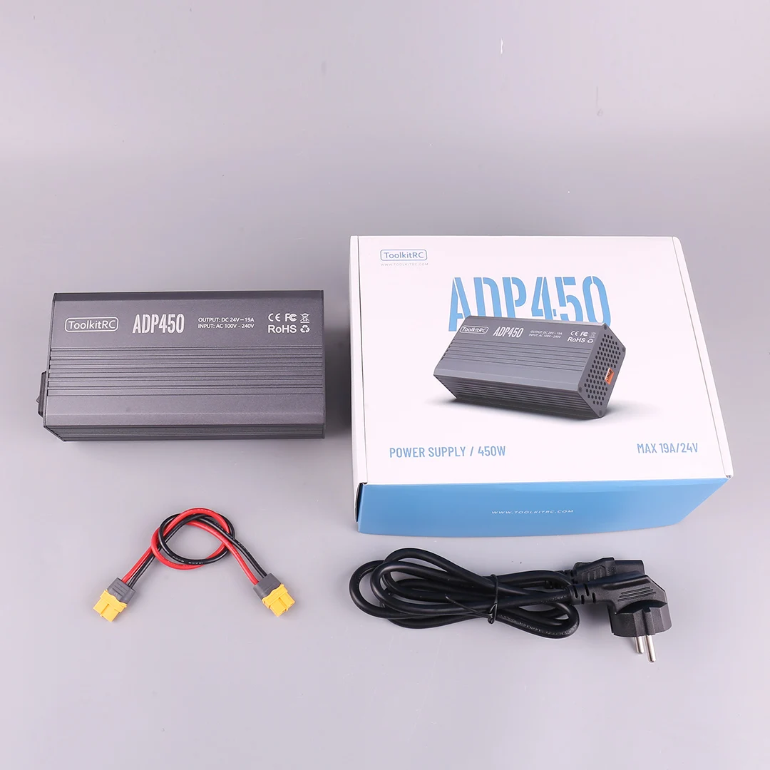 ToolkitRC ADP450 19A Model Airplane Charger 450W Power Supply XT60 Plug 24V Power Adapter for RC Plane