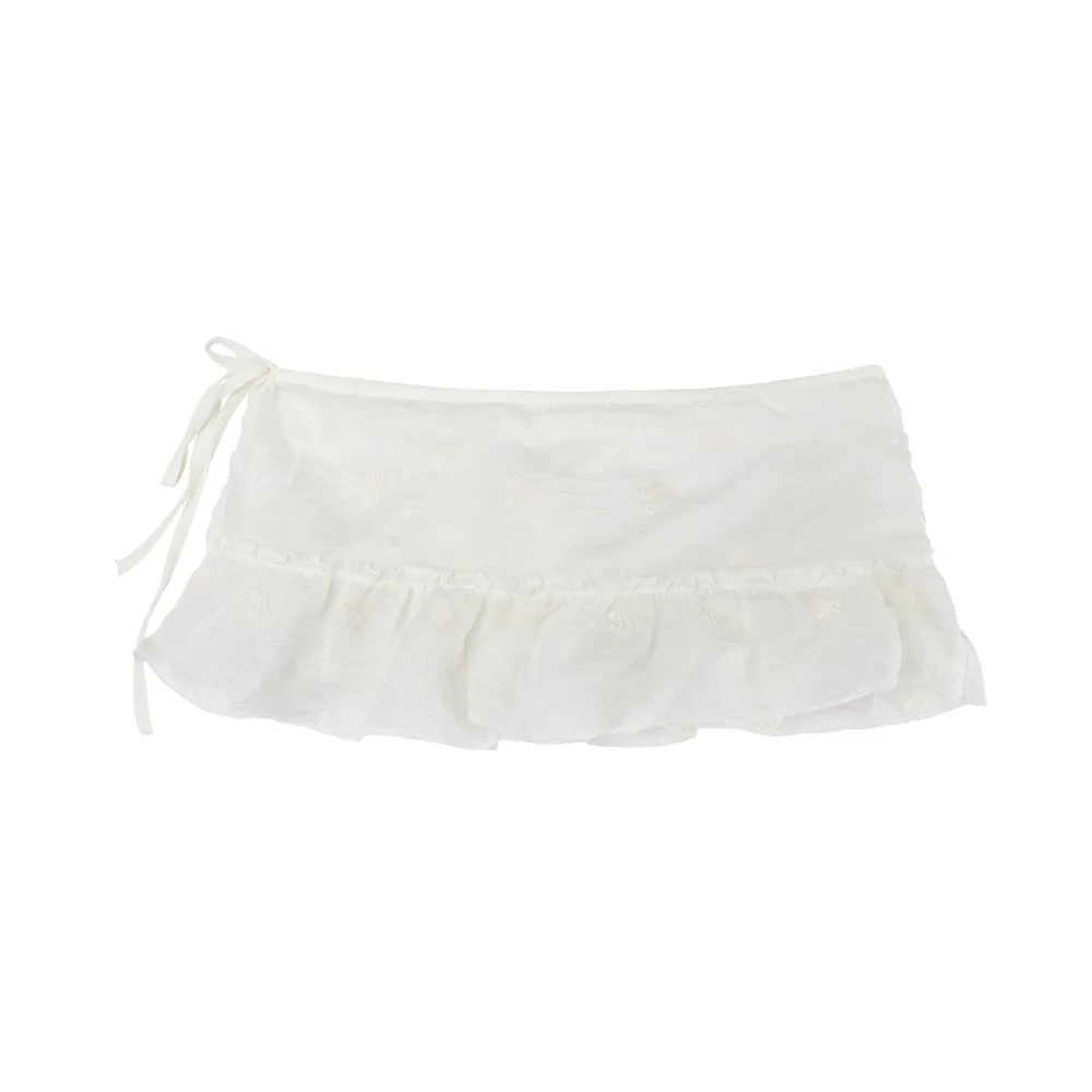 Y2K Jazz Dance Hip Scarf Shirt Extender Hip-hop Ruffled Edge Waistband Korean Style Bow Lace Gauze Skirt Belt Streetwear