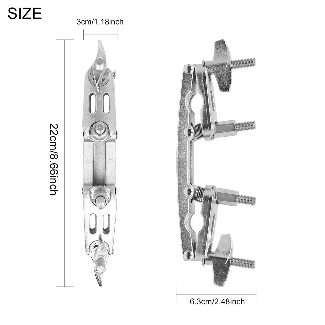 Dual Drum Clamp Extension Aluminum Alloy Multi-Mount Drum Holder for Cowbell Tambourine & Small Percussion Fits Drum Stands