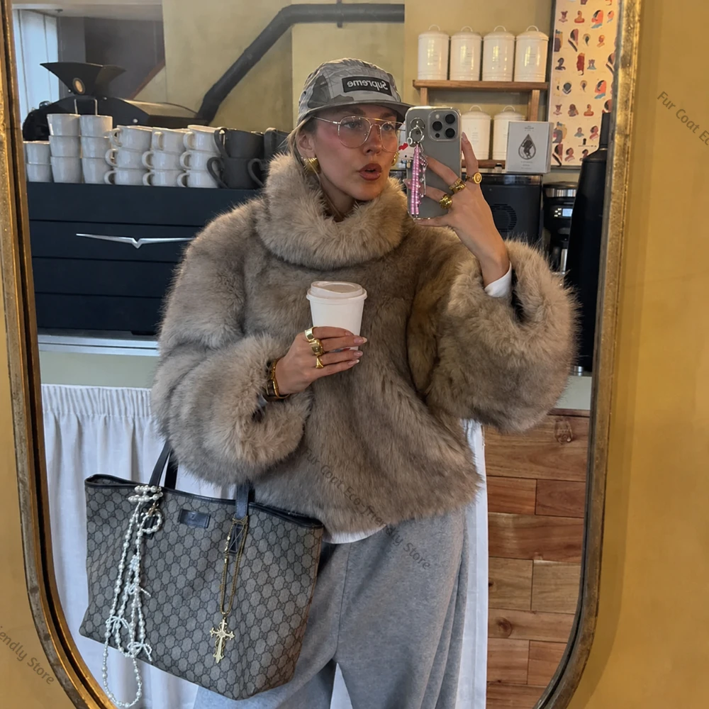 Artificial Fur Coat for Women Classy Stylish Faux Fur Coat Cold Weather Turn Dhigh Quality Women's Clothing Warm Street Style