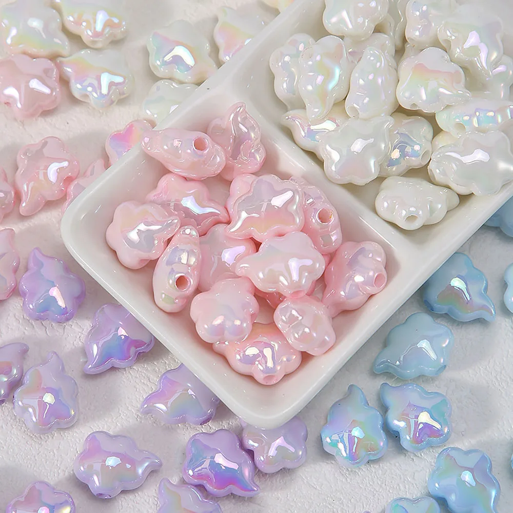 

20Pcs Acrylic Clouds Loose Beads14x18mm Cream Color AB Spaced Beads For Jewelry Making DIY Bracelet Necklace Charms Accessories