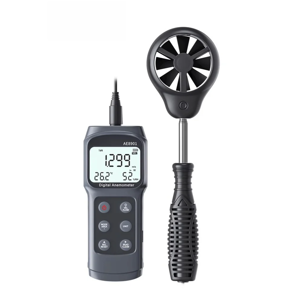 Air Flow Meter Split Anemometer Wide Measurement Range Real-time Data Display Black For Wind Energy Assessment