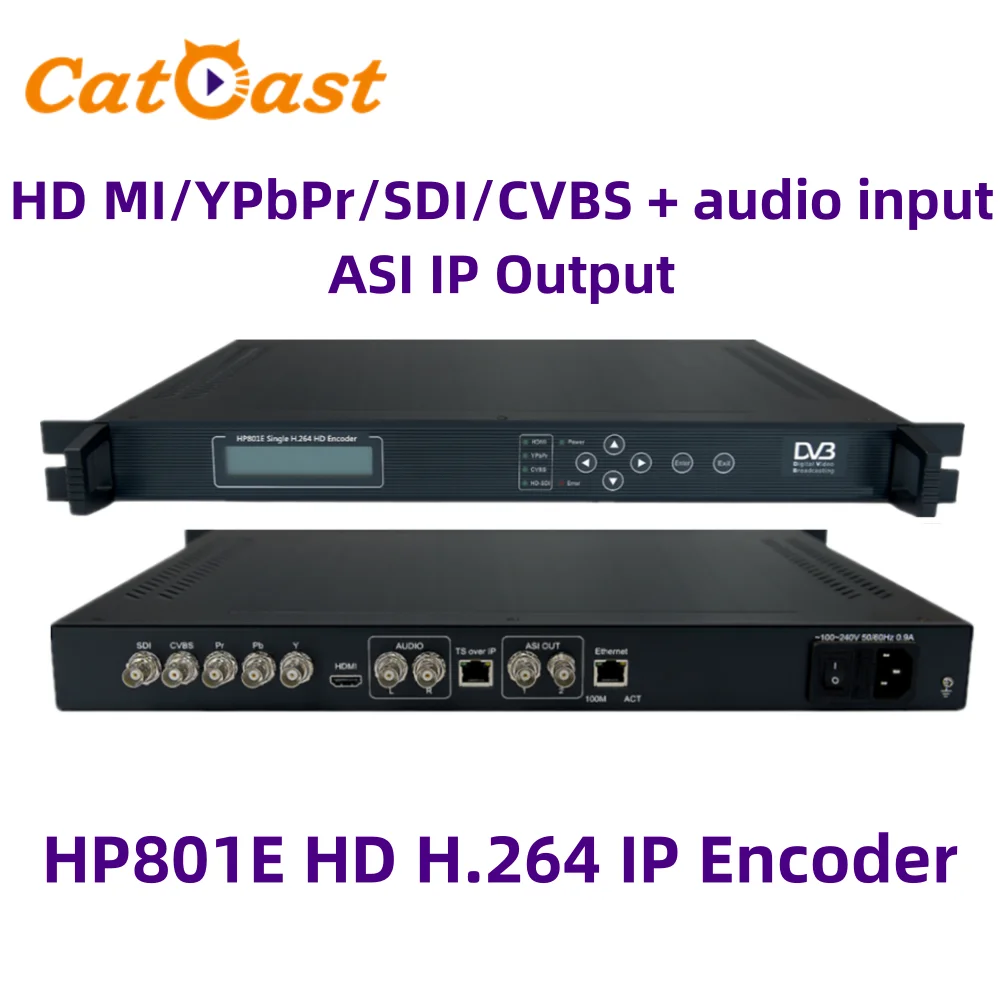 Satellite Digital TV Broadcasting HD MI/YPbPr/SDI/CVBS + audio input ASI IP Output HD H.264 IP Encoder