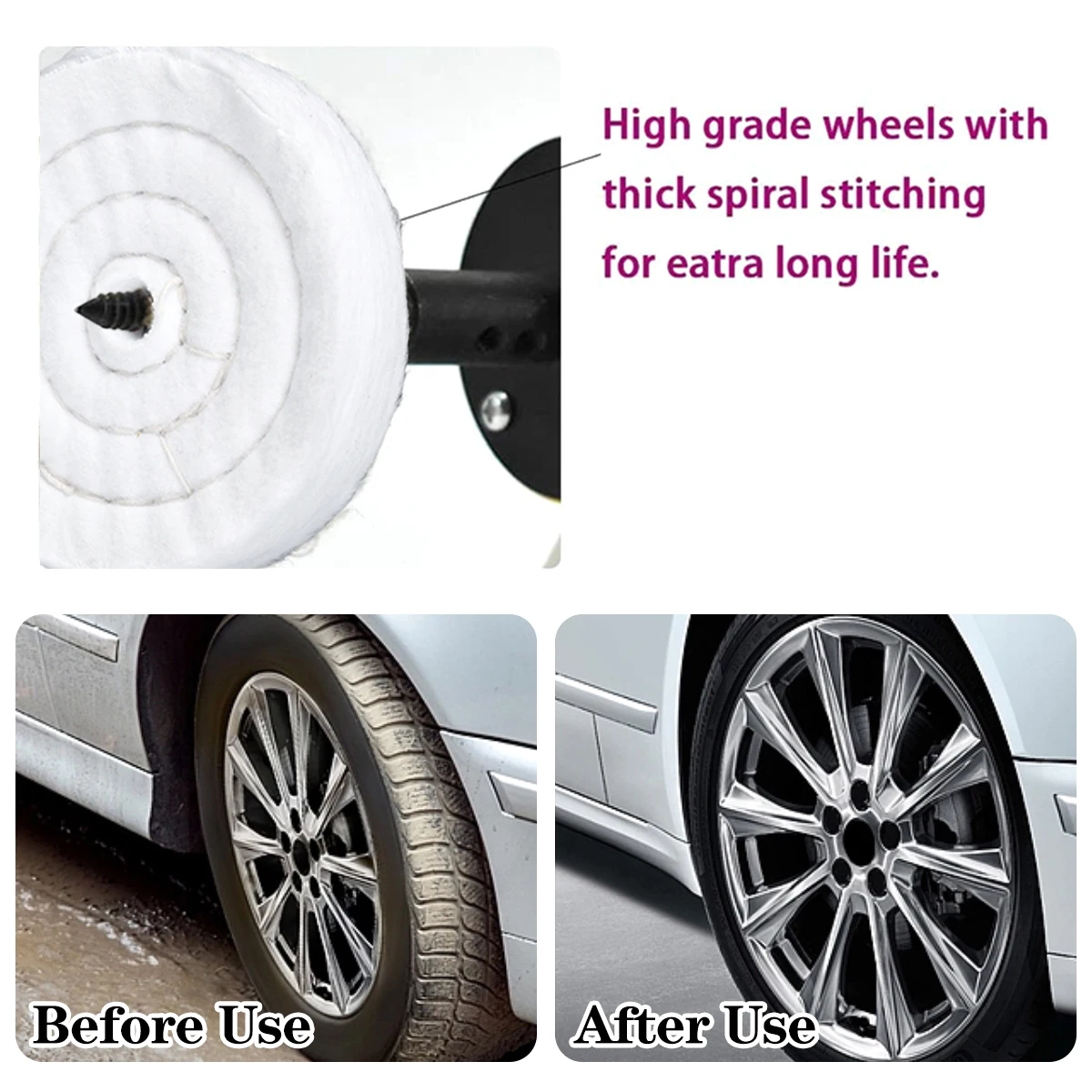 Buffing Pad Polishing Wheel Kits Multifunctional Wear Resistant Polishing Tool for Metal Wood Plastic Ceramic Glass etc