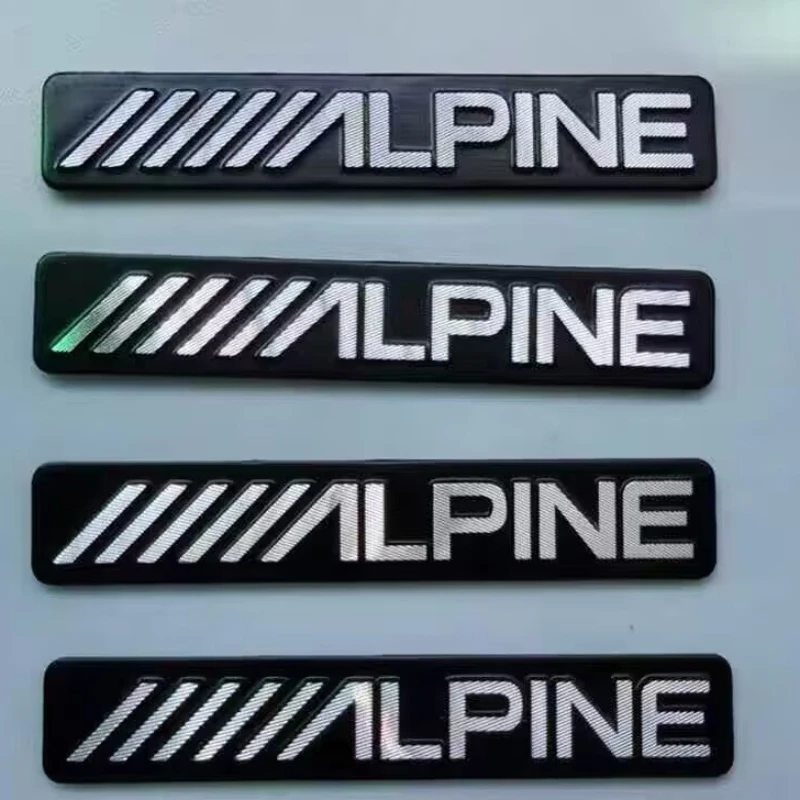 4pcs 10pcs /////ALPINE ALPNE Car Hi-Fi Speaker Audio Speaker Badge Stereo Emblem Sticker Car Styling Decoration Size 53mmX10mm