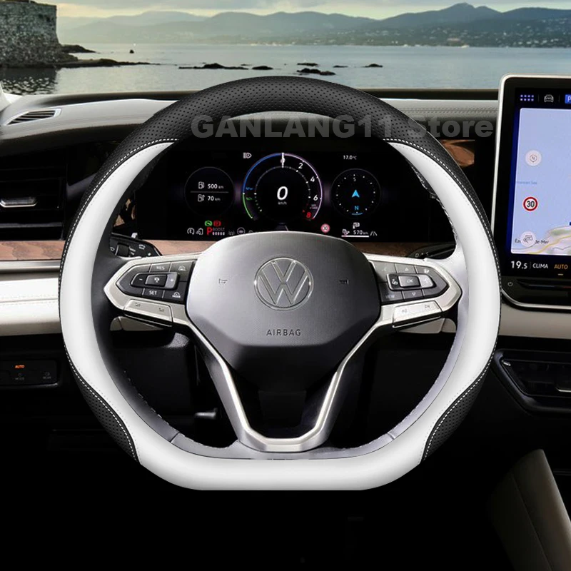 

Leather Car Steering Wheel Cover For NEW Volkswagen Tayron 2025 Ultra Thin Auto Steering Wheel Volkswagen Tayron Accessories