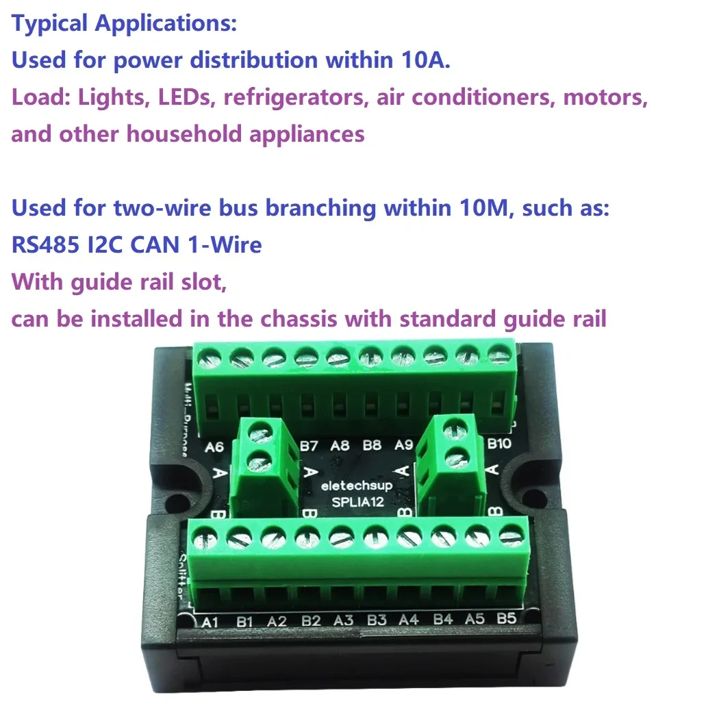 1IN-10Out 10A Multi-Purpose Wire Splitter 5.0 Terminal Block Distribution Module for LED Home Appliances Leakage Air Switch