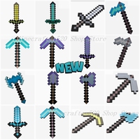 45cm Minecraft Toys Game My World Design Blue Diamond Sword Axe shovel sickle Soft EVA Foam Toy Steve Toys For Children Gift