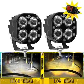 NORGOS 2pcs super bright 3 inch dual color LED spotlight fog light headlight accessory for motorcycle truck car SUV ATV 24V 12V