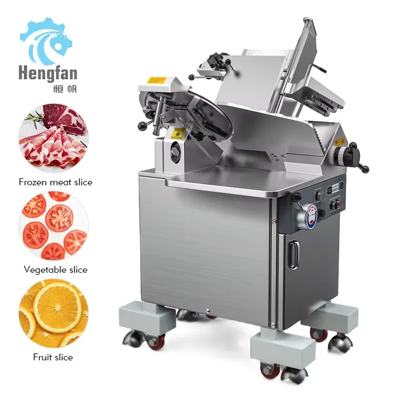 Heavy 1.5KW Automatic Frozen Meat Slicer 14 Inch Commercial Beef Mutton Cutting Machine 360G Food Slicing Equipment
