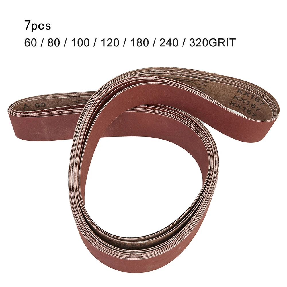 7pcs Large Sanding Belts Sandpapers Set, 2'' X 82'' 5mm X 2100mm, Belt Sander Polishing Papaer, Grit 60 80 100 120 180 240 320,