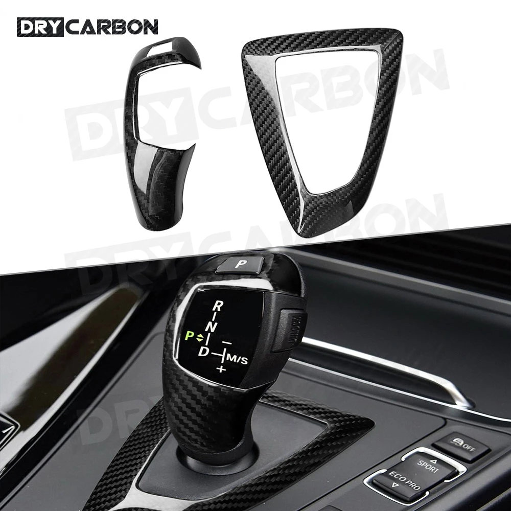 Carbon Fiber Gear Shift Knob Cover Multimedia Button Panel for BMW 1 2 3 4 Series F20 F30 F32 F33 F36 X3 X5 12-17 LHD/RHD