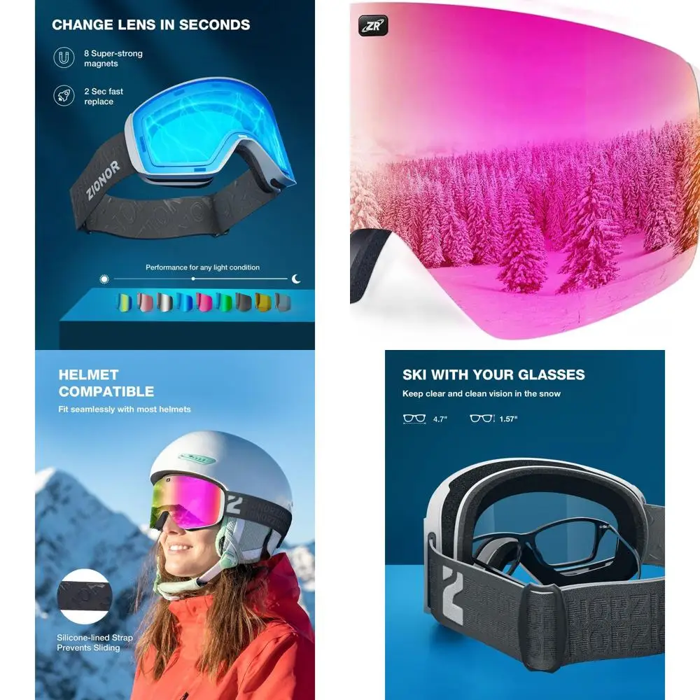 

Магнитные цилиндрические очки для лыж и сноуборда с линзами X11 для мужчин и женщин