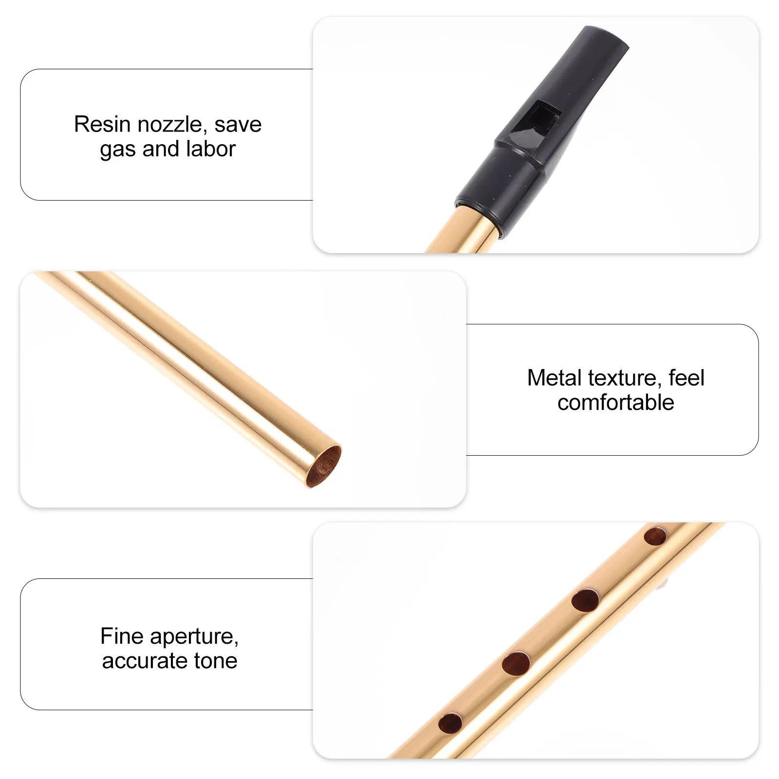 

1pc Metal 6 Hole Pipe Whistle Soprano Recorder Beginner Clarinet Educational Music Wind Instrument 'S Flute