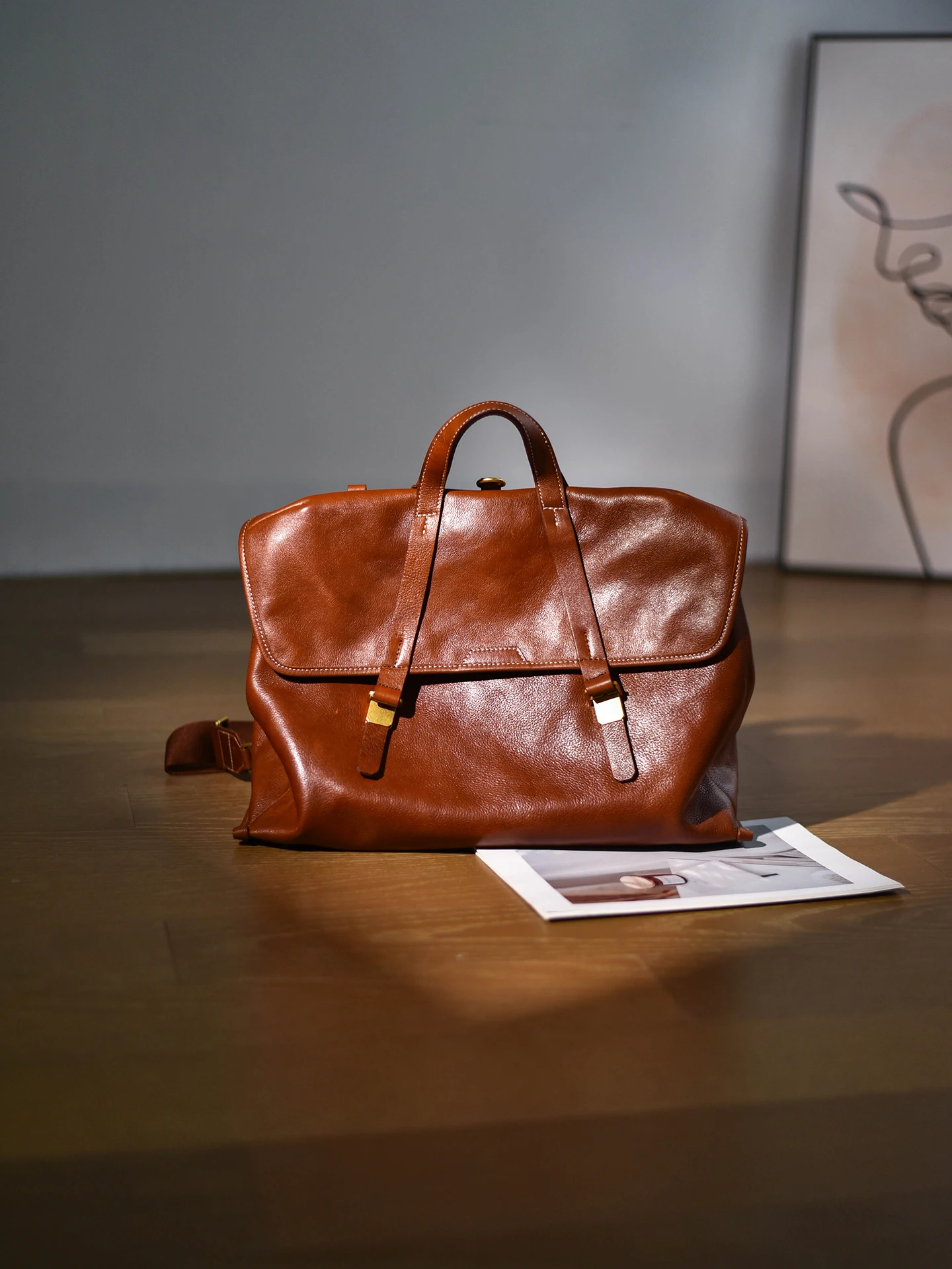 organizers designers handmade vegetable tanned cowhide women's briefcase vintage luxury soft genuine leather laptop handbag