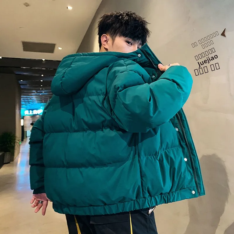 Men's Puffer Jaet 2024 ort Hooded Thiened Winter Coat Sli Bread Sle Youthful Travel Outerwear Anti-soil Treaent