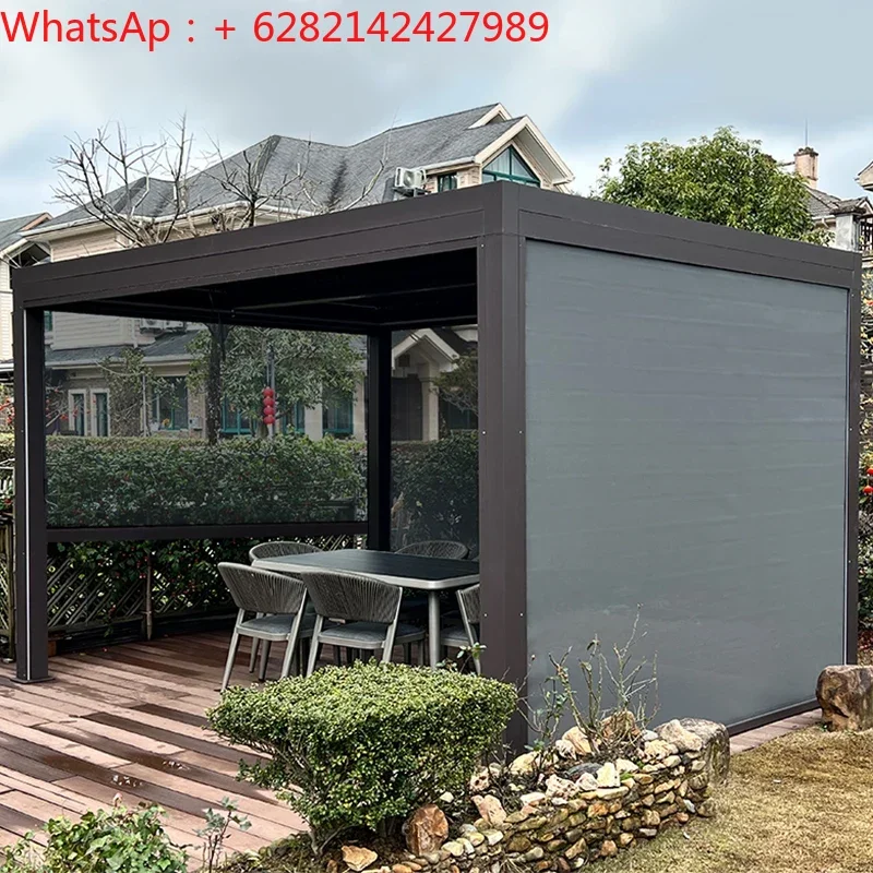 

Customized outdoor electric sunshade garden pavilion garden villa terrace smoking room aluminum alloy pavilion