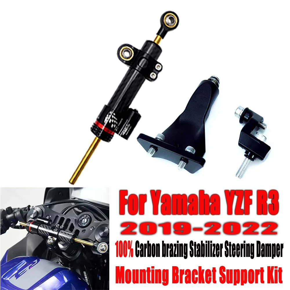 

100% Carbonbrazing R3 2022 Motorcycle Stabilizer Steering Damper Mounting Bracket Support Kit For Yamaha YZF R3 2019 2020 2021