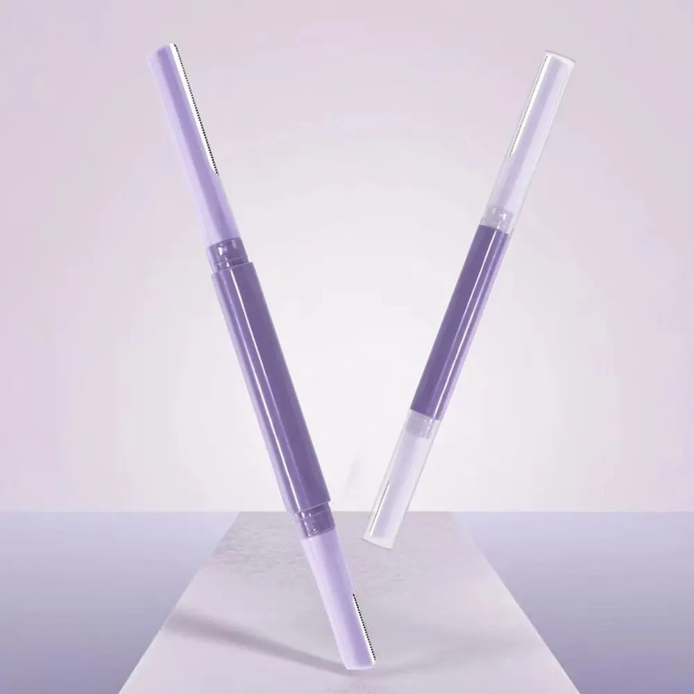 Recortador de cejas de doble cabeza, microenfoque con red protectora, maquinilla de afeitar para cejas, Kit de herramientas de maquillaje, 1/2 Uds.