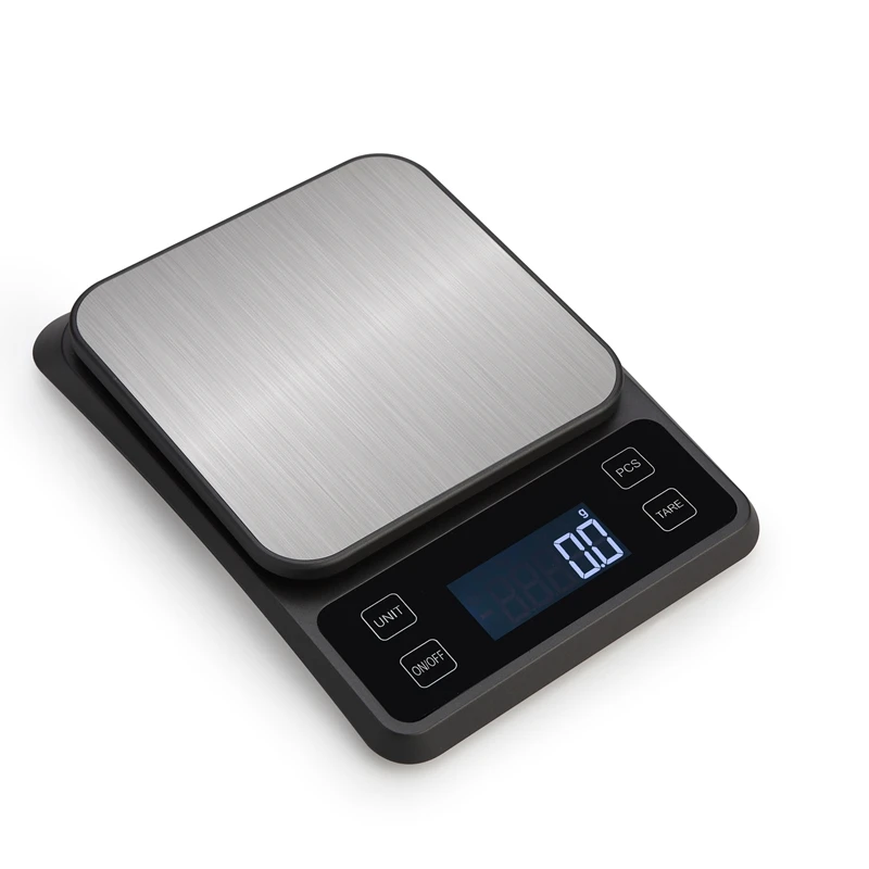 LCD Electronic Kitchen Scales 5KG/0.1g Precise Stainless Steel Plate Weighing Scale Food Water Milk Diet Postal Balance Backlit