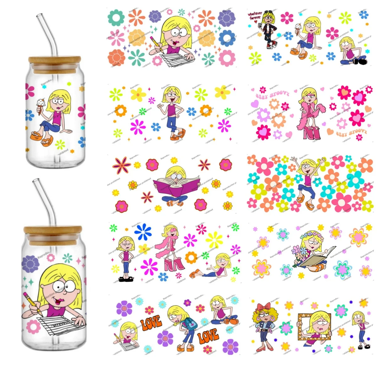 

cartoon girl Meg Griffin design UV DTF Cups Wrap DIY Label Transfer Sticker Waterproof Print