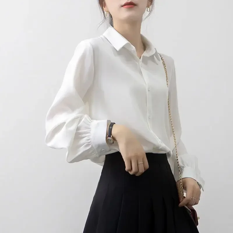 White Shirt Women's Loose Chiffon Shirt Long Sleeve Women's Autumn Women's Shirt Blouse Women Blusas Ropa De Mujer