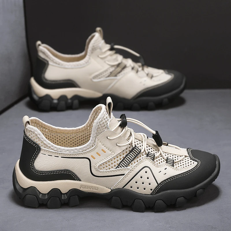 Men's Classic Casual Summer Shoes Breathable Mesh Shoes Summer Outdoor Walking Sneakers Anti-collision Toe Male Treking Footwear