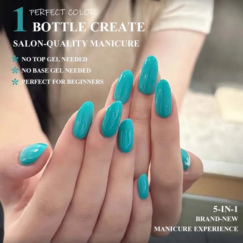 PERFECT COLOR Gel tout-en-un, vernis bleu turquoise, pas besoin de base ni de top coat, ongles d'été, lampe UV LED requise 8ml