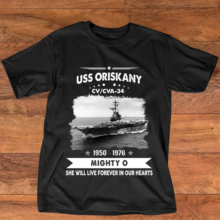 

Naval Veteran Proud. USS CV/CVA 34 Oriskany Essex Class Aircraft Carrier T-Shirt. Summer Cotton Short Sleeve O-Neck Mens T Shirt