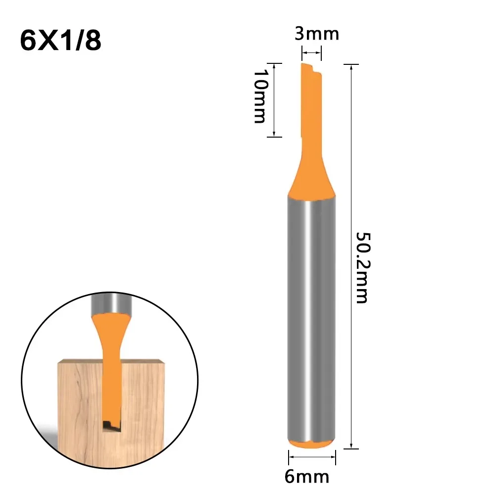 1PC 6MM Shank Milling Cutter Wood Carving Straight Bit  Carbide Single Double Flute Router Bit Wood Milling Cutter Wood