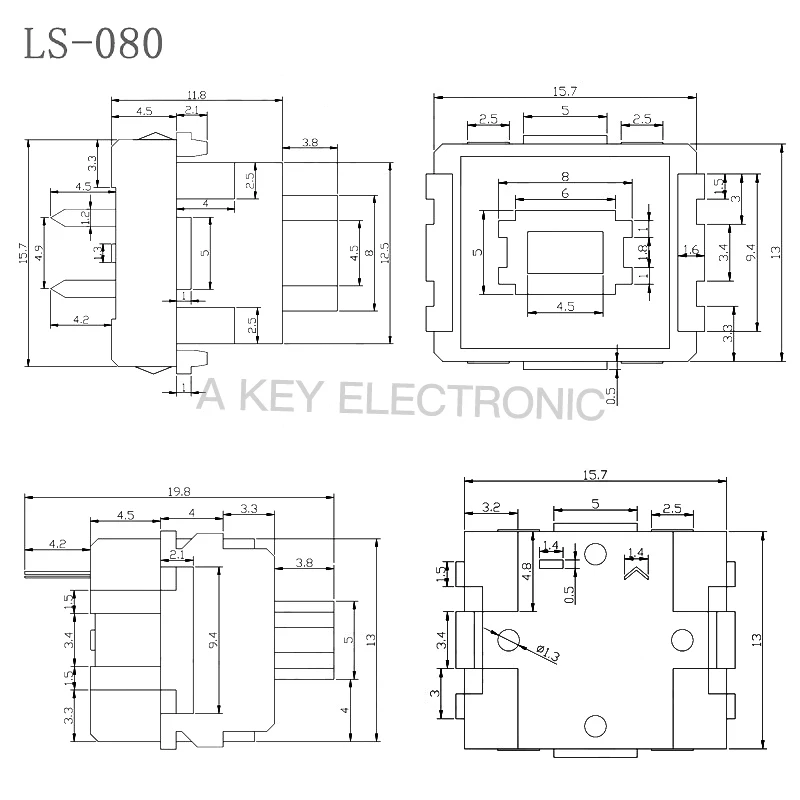 10PCS Mechanical Keyboard Button LS-080 Special 2-Foot Switch Two-Leg Switch Lockless Mouth-Shaped Well-Shaped