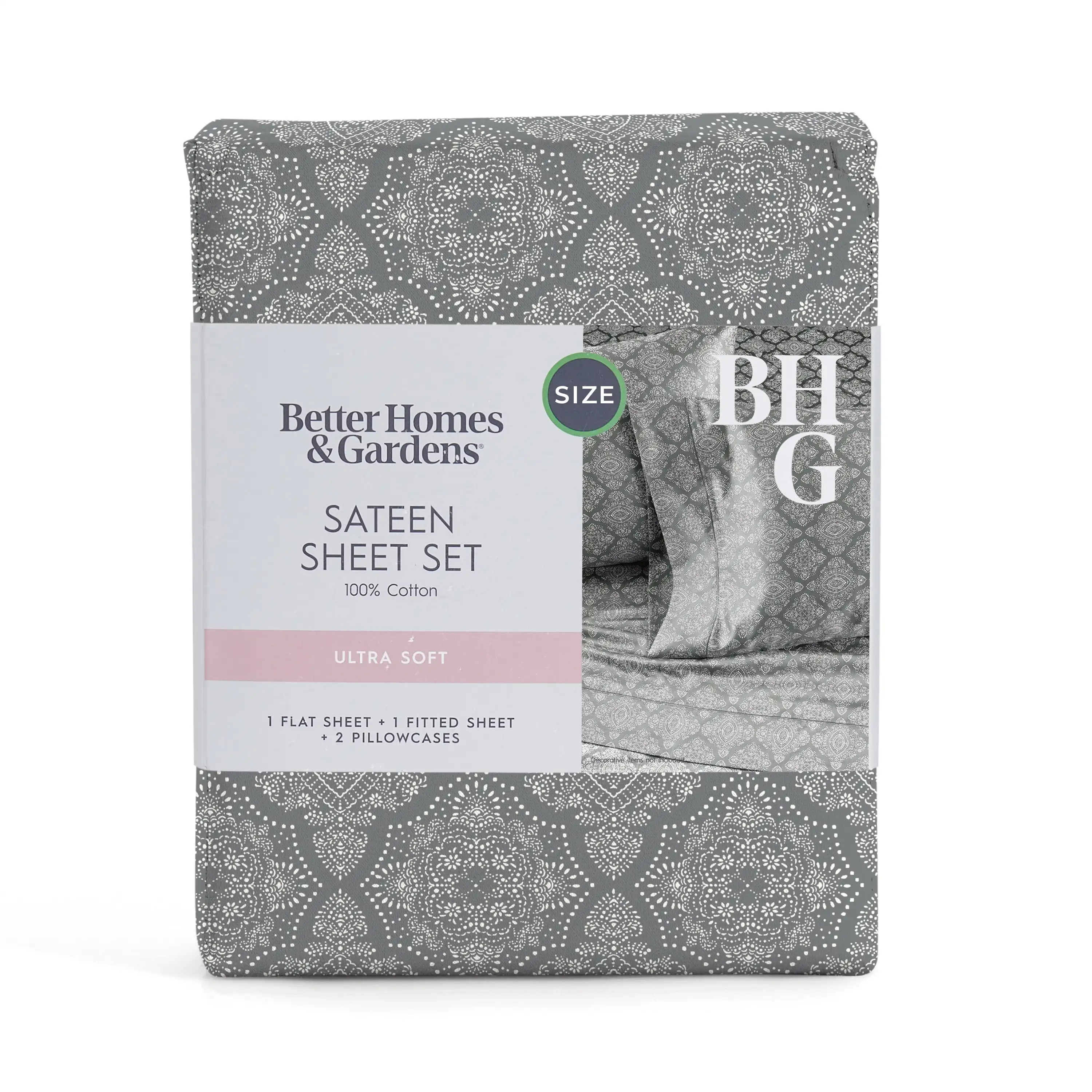 4-Piece 400 Thread Count Ogee Grey Flannel Performance Hygrocotton ®   Sheet Set, Full