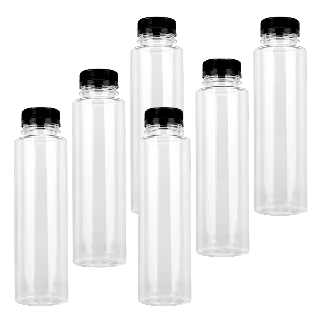 

6pcs Beverage Storage Bottles Clear PET Empty Juice Water Containers Favor Jars Food Grade Safe Transparent Storage Vials Home