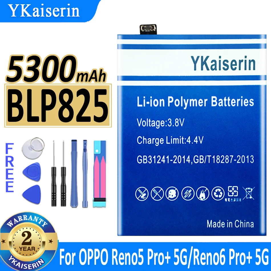 

5300mAh YKaiserin Battery BLP825 For OPPO Reno 5/6 Pro+ 5Pro+ 6Pro+ 5G Bateria